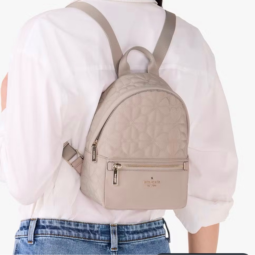Elegant Beige Quilted Backpack for Women